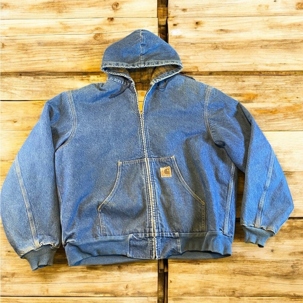 Carhartt Denim Jacket Blanket Lined Mens XL J08 DST Darkstone ASAP Rocky